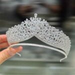 Gümüş Kaplamalı ve Beyaz Tasli Gelin Taci